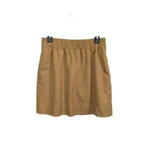 J.Crew Wool Blend Tan Sidewalk Skirt Size 6 Small Elastic Waist Pockets Pull On